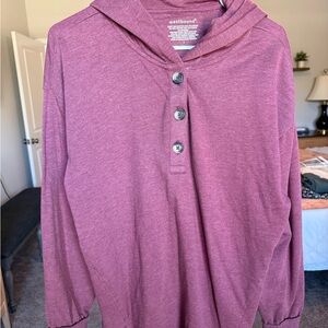 Westbound Mauve Button Henley Hoodie Pullover - M
